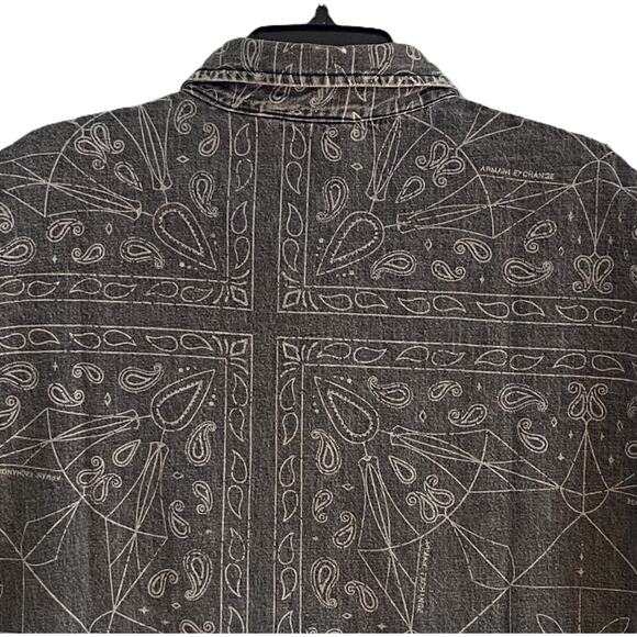 Armani Exchange Shirt Men's Large Regular Fit Short Sleeve Charcoal Paisley NEW - Picture 6 of 13